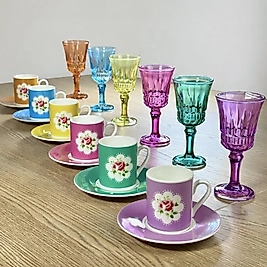 Vintage Seri Altı Kişilik 18 Parça Kahve Sunum Seti