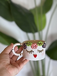 24K Altın Detaylı El Yapımı Firuze Mug