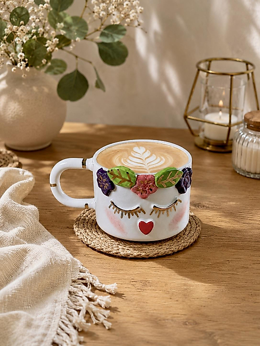 Özel Hediyelik Çantasında 24K Altın Detaylı El Yapımı Firuze Mug