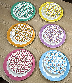 Vintage Seri Altı Kişilik 12 Parça Porselen Sunum Tabağı Seti