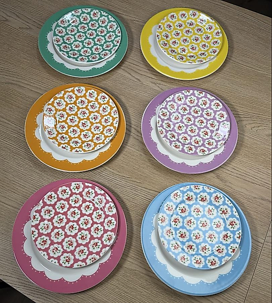 Vintage Seri Altı Kişilik 12 Parça Porselen Sunum Tabağı Seti